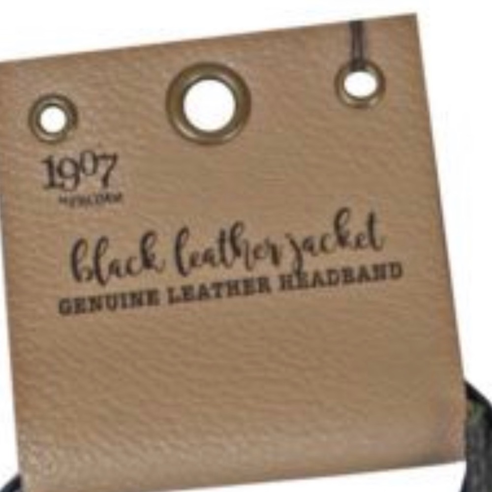 BLACK LEATHER PEBBLED HEADBAND NWT - Picture 6 of 7